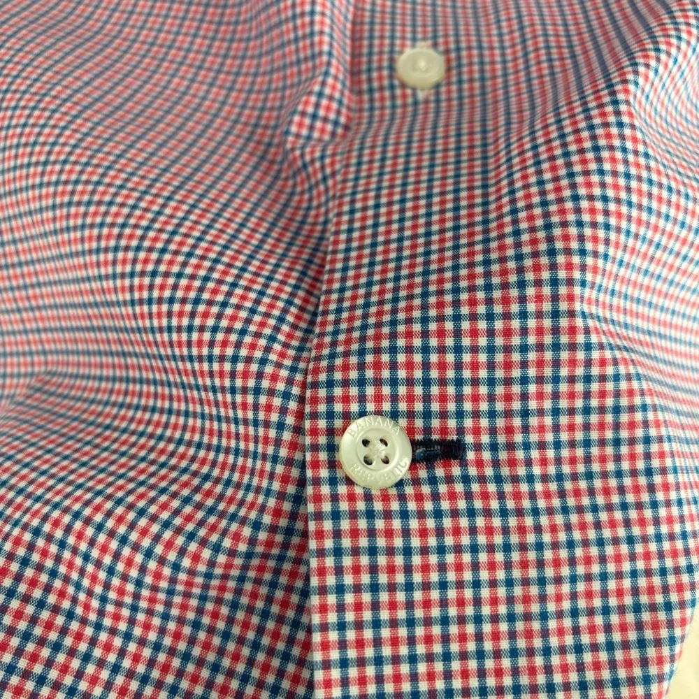 Banana Republic Size L Red/ Blue Plaid Button Down